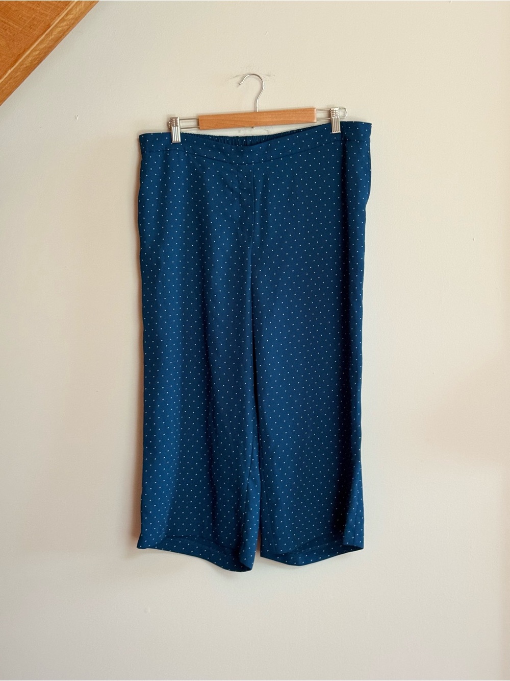 J Jill Wearever Collection XL Petite Blue Polka Dot Pull On Crop Pants